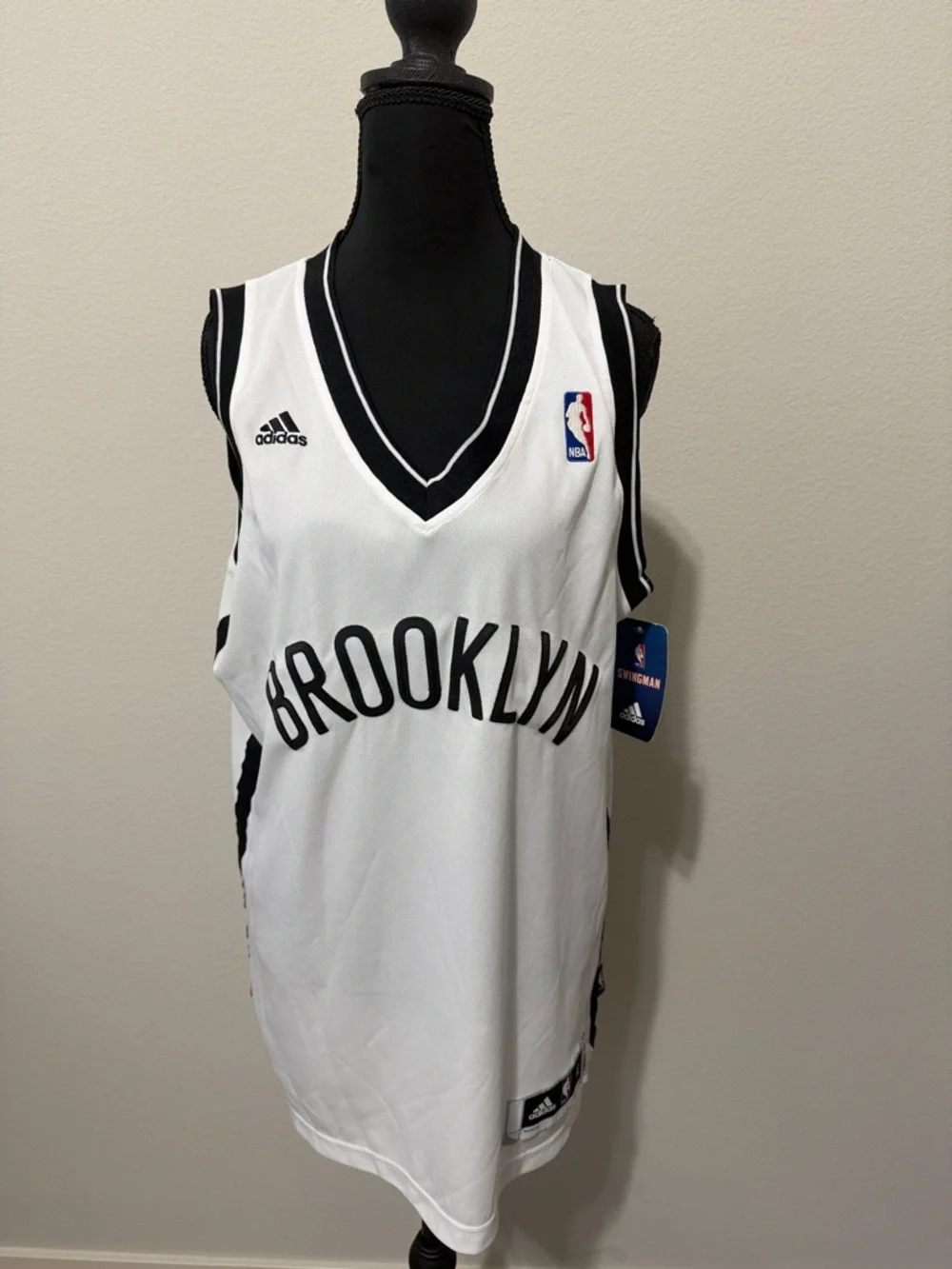 adidas Brooklyn White and Black NBA Jersey